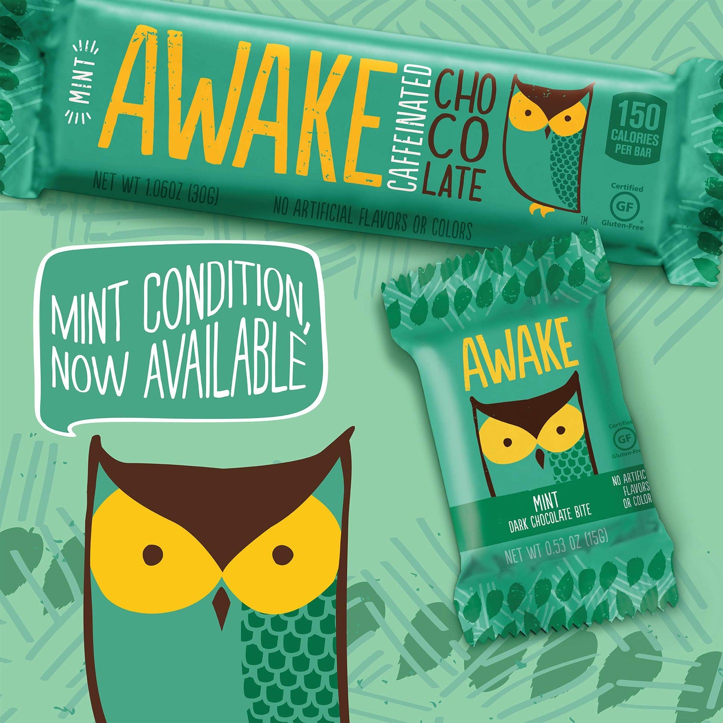 Awake Caffeinated Chocolate Energy Bites (Dark Chocolate Mint, 50 Count (Pack Of 1))