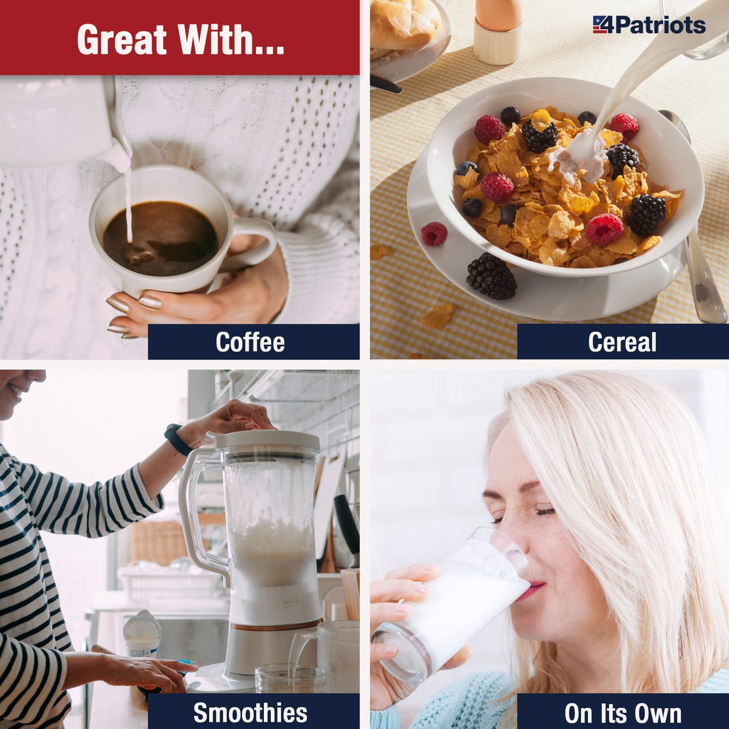 4Patriots Powdered Milk - Survival Milk, Long-Lasting Shelf Life, 5.6 oz Pack