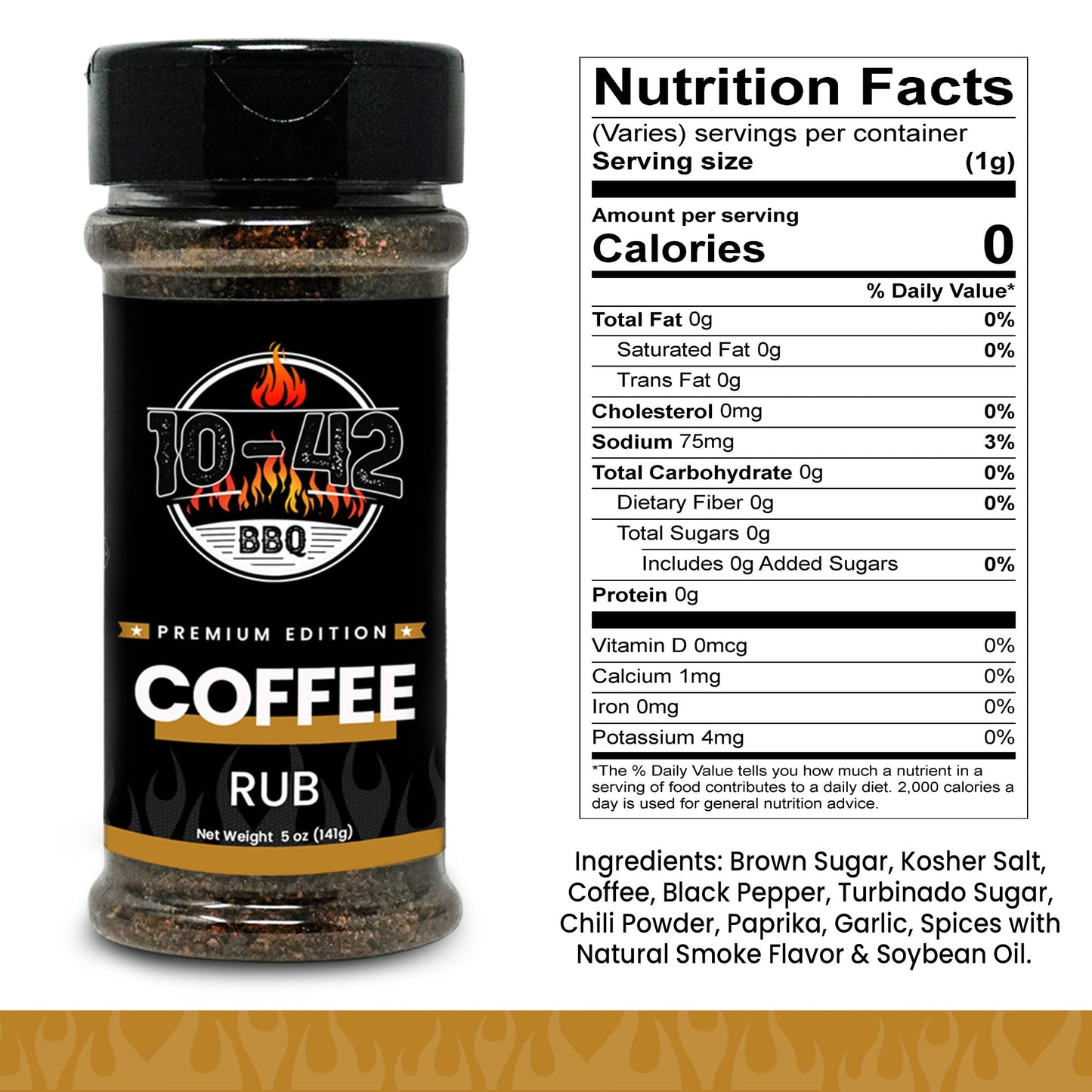 Five Star Seasonings BBQ Coffee Meat Rub, NO MSG, Low Sodium, 5 oz