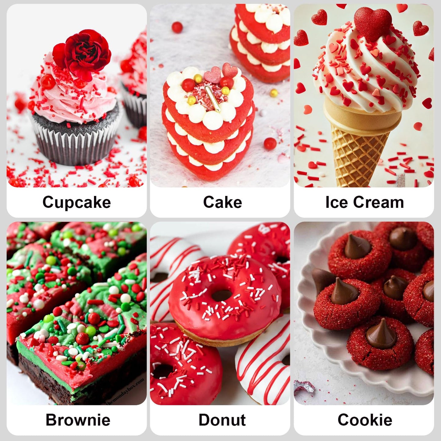 HUEBEATY 6-in-1 Red Edible Pearls Sugar Sprinkles for Cakes, Cookies, Cupcakes and Ice Cream Decorating | 180g/6.36oz | Christma