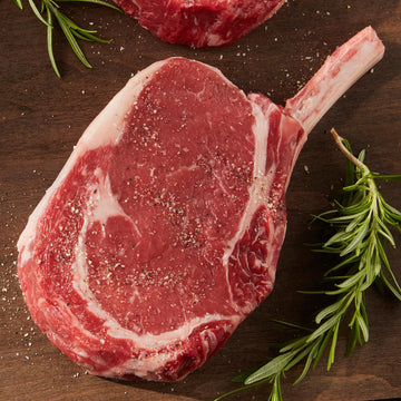 Premium French-Cut Bone-In Ribeye Steak, 4 Pieces, 18 Oz Each - Wet Aged For Perfection With Included Cooking Instructions - A C