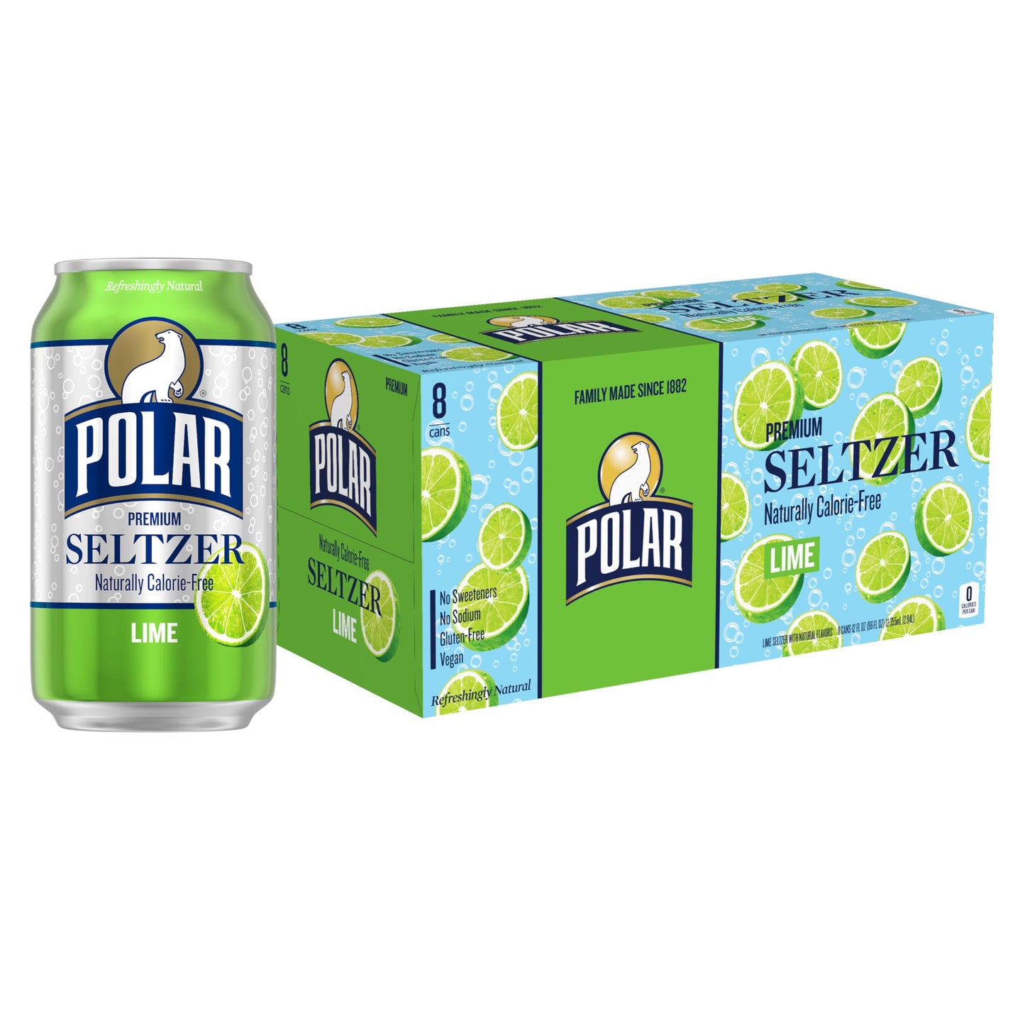 Polar Seltzer Water Lime 12 Fl Oz Cans 8Pk
