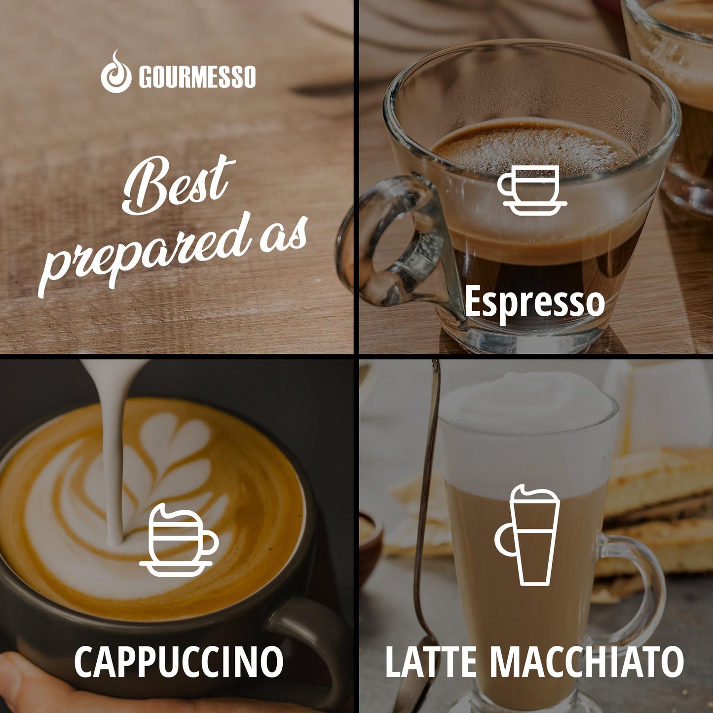 Gourmesso Espresso Pods Compatible with Nespresso Originalline, Fair Trade & Organic, Variety Pack, Dark/Medium/Light Roast, 100 Count