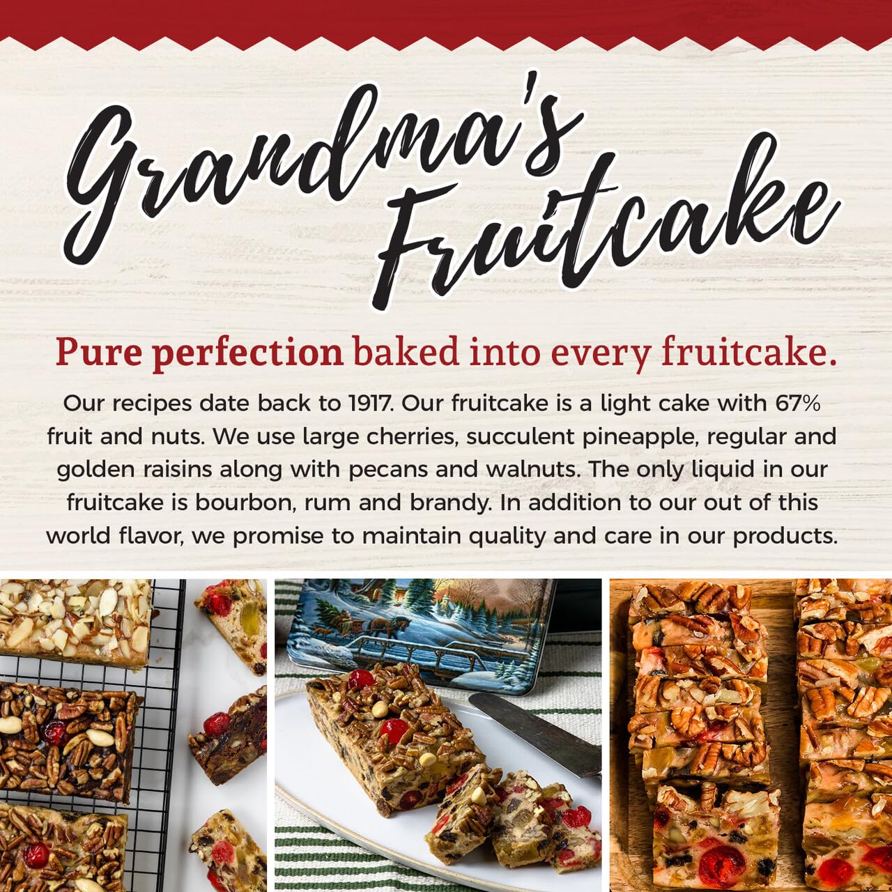 Beatrice Bakery Co. Original Fruitcake - Grandmas Old Fashioned Fruit and Nut - 6 Ounce Box