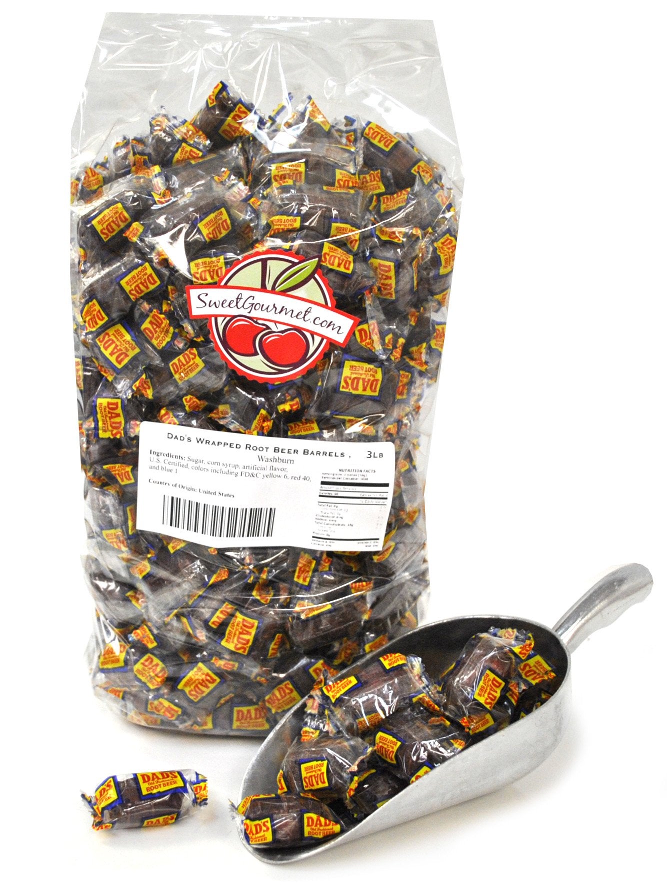 SweetGourmet Wrapped Root Beer Barrels Candy, 3 Pound Pack, Model BCG270936