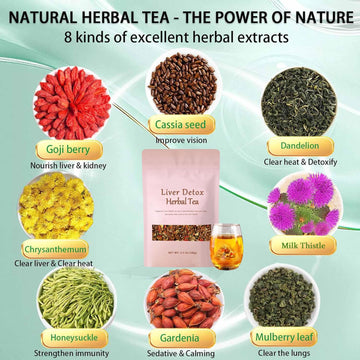 Liver Detox Herbal Tea Liver Detox Tea Organic Dandelion Chrysanthemum Cassia Seed Goji Berry Tea Milk Thistle Chinese Kidney & Liver Health Tea Bags - 7 Ingredients Natural Blend Formula (1)