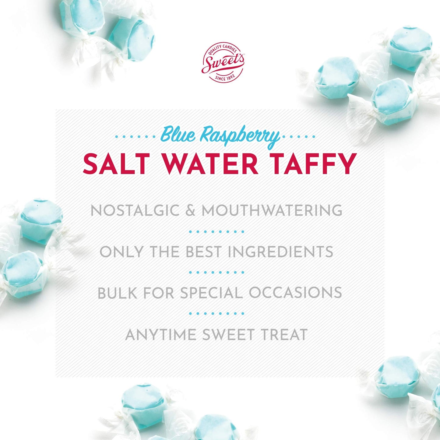 Sweet Candy Company Salt Water Taffy, Watermelon Flavor, Gluten Free, 3 lb, Individually Wrapped, Soft & Chewy Candy