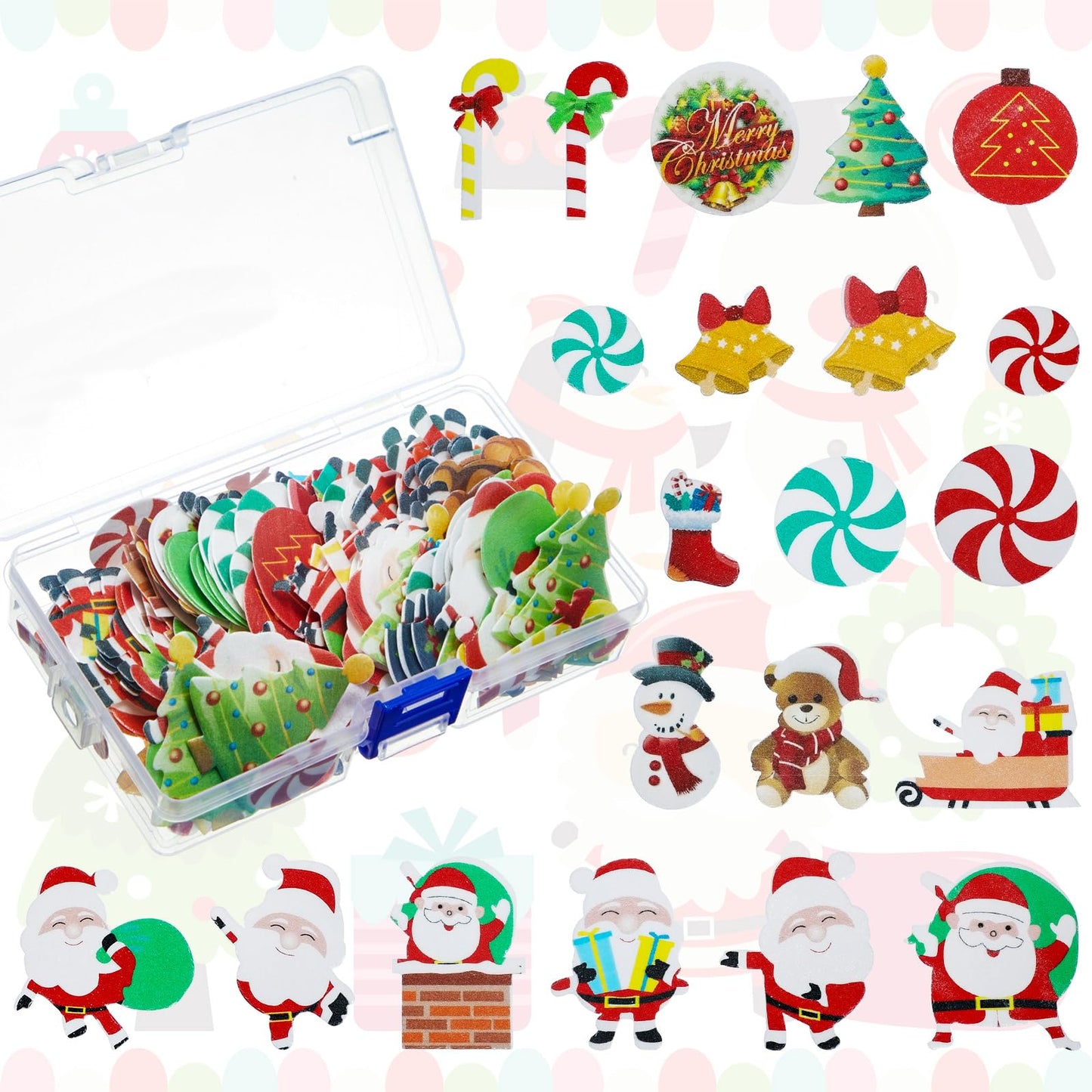 Gersoniel 150 Pieces Edible Christmas Cake Decorations Cupcake Topper Edible Christmas Wafer Stand Up Discs Birthday Cake Cupcak