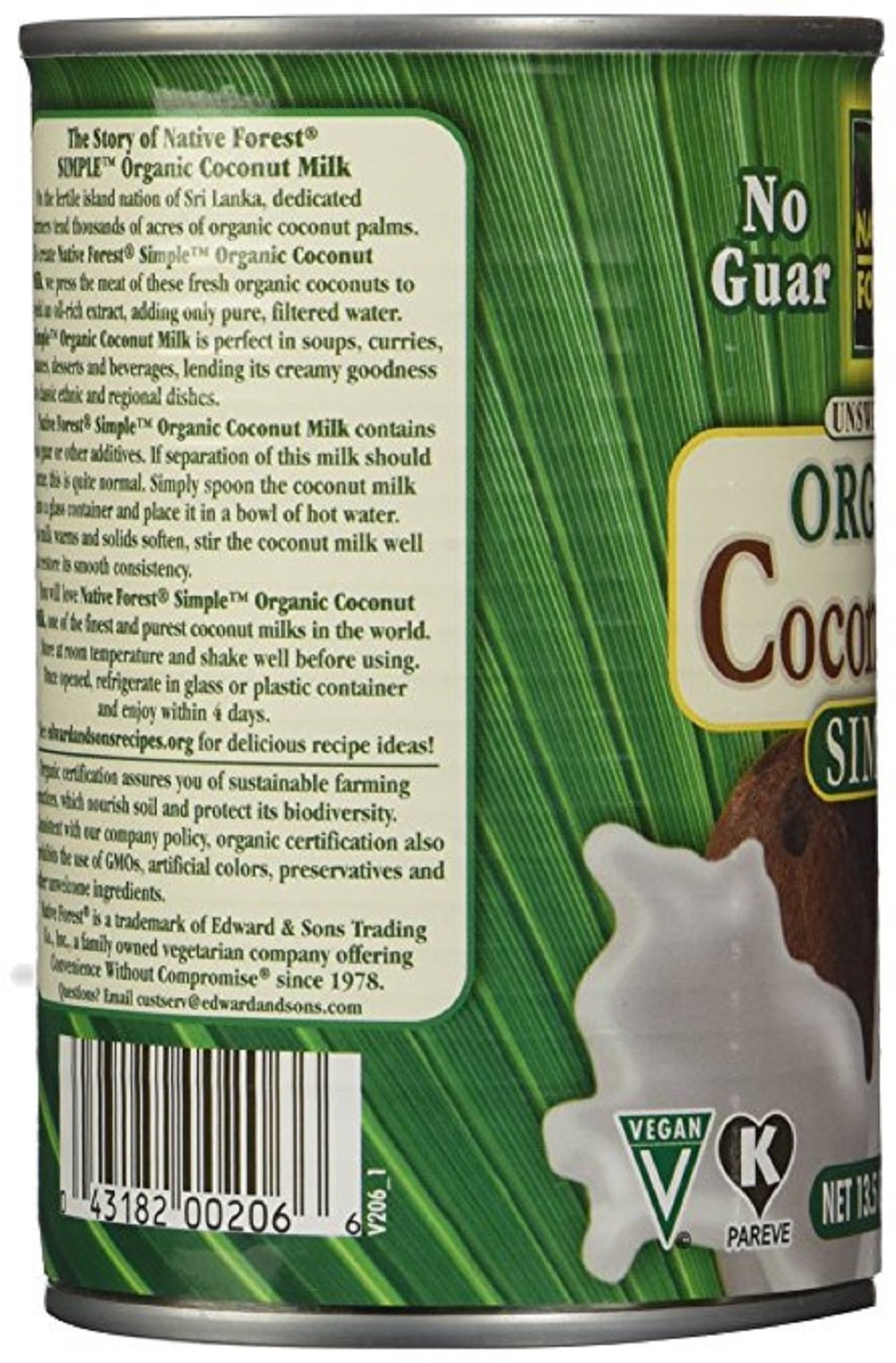 Native Forest Organic Coconut Milk Unsweetened - Coconut Milk Canned, Unsweetened Coconut Milk Organic, Simple - 13.5 Fl Oz (Pack Of 3)