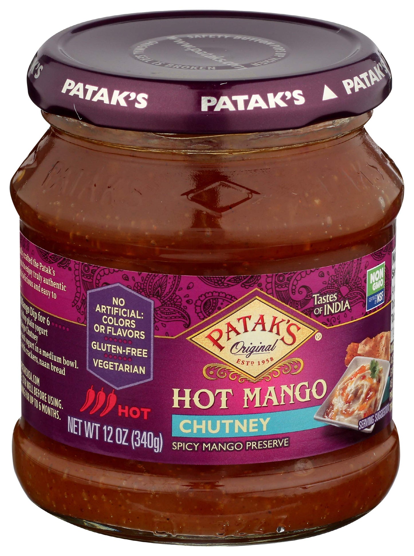 Pataks Hot Mango Chutney 12 Oz