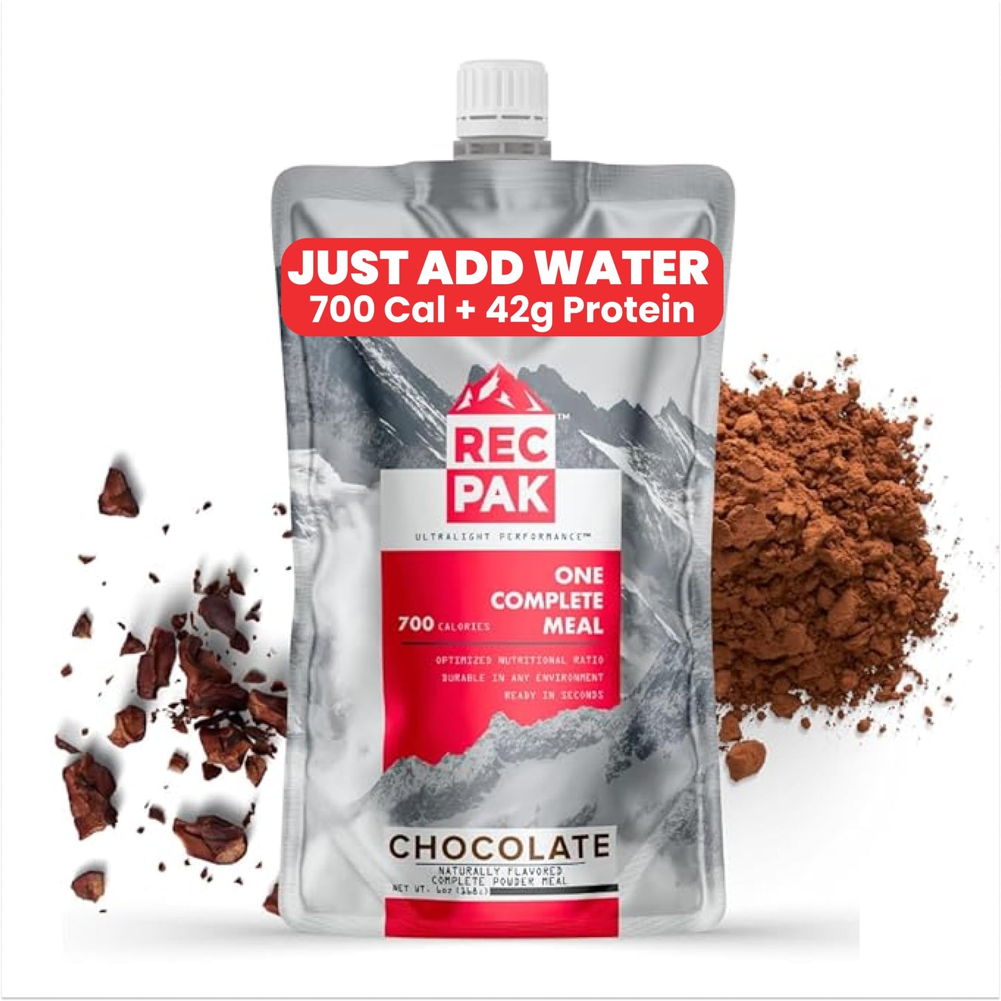 RecPak | 700 Cal, 43g Protein, Complete Nutrition for Backcountry Athletes | No-Cook Lightweight Liquid Meal for Mountaineering