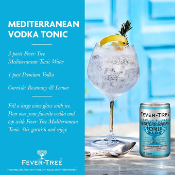 Fever-Tree Mediterranean Tonic Water - Premium Mixer - Naturally Sourced - 5.07 fl oz Cans - Pack of 8