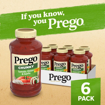 Prego Chunky Tomato with Garlic and Onion Pasta Sauce, 45 Oz Jar (Case of 6)