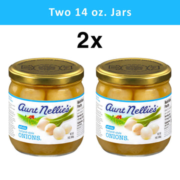Aunt Nellies Whole Holland-Style Onions | Mildly Sweet-Tart And Delicious | Imported Bite-Sized, Plump Onions | Soup, Stews, Cas
