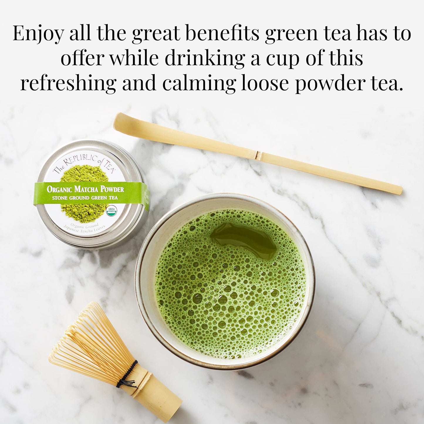 The Republic Of Tea Organic Japanese Matcha Green Tea Full-Leaf Powder, 16 Oz Bag | Steeps 200 Cups