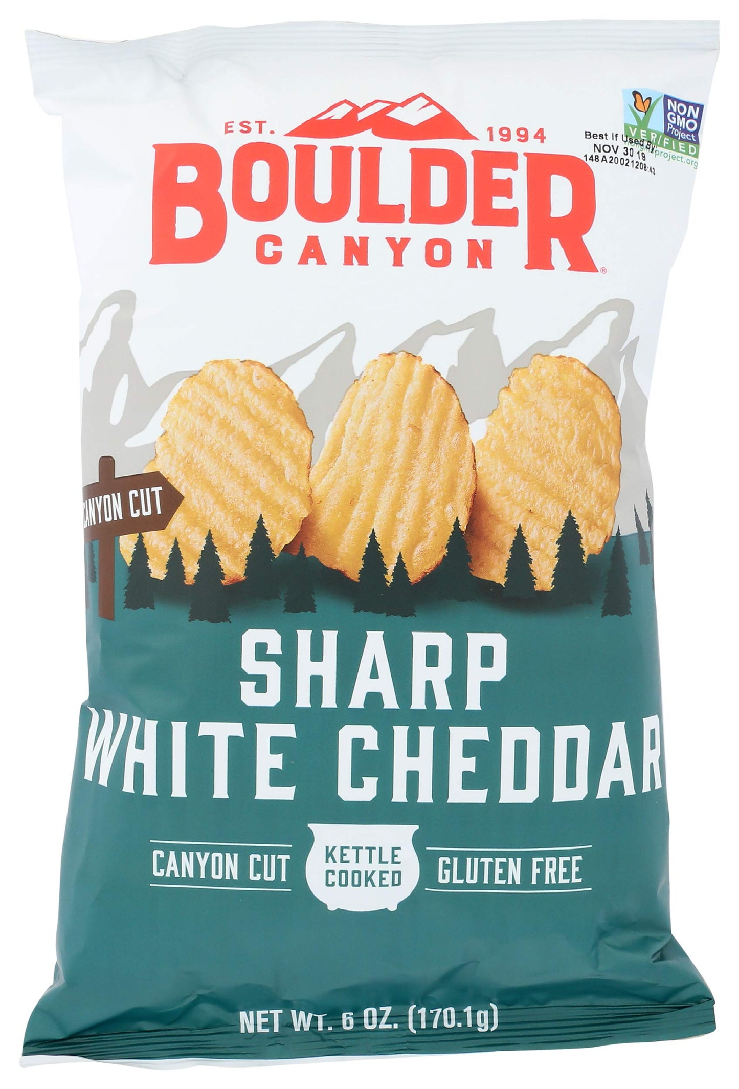 Boulder Canyon Sharp White Cheddar Kettle Chips 6 Oz (2)