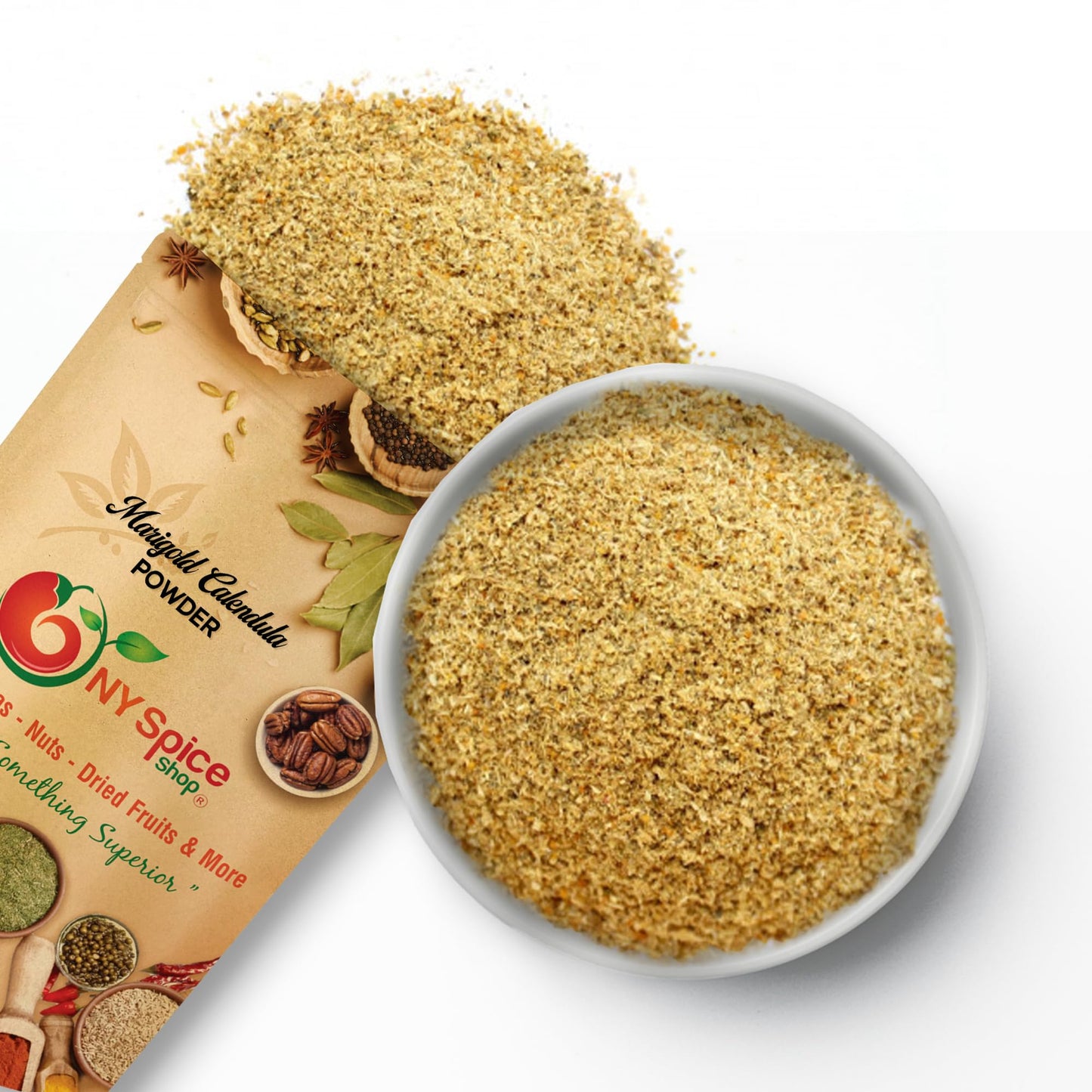 Ny Spice Shop Marigold (Calendula) Powder - 8 Ounce Dried Ground Marigold Calendula Flowers Tea Powder