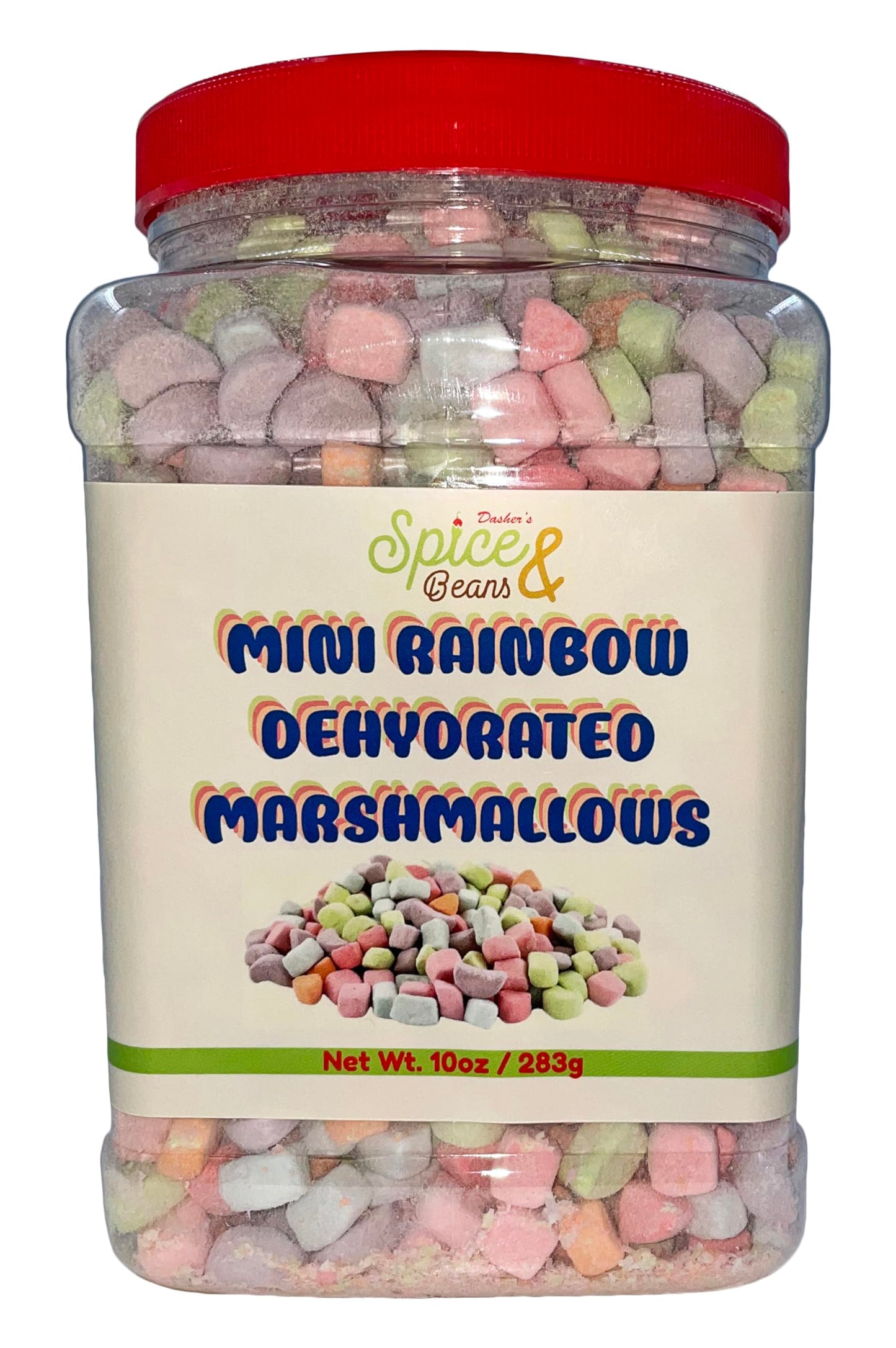 Mini Rainbow Dehydrated Marshmallows 10 oz | Colorful Crunchy Marshmallow Bits for Hot Chocolate | Cereal | Ice Cream | Coffee |