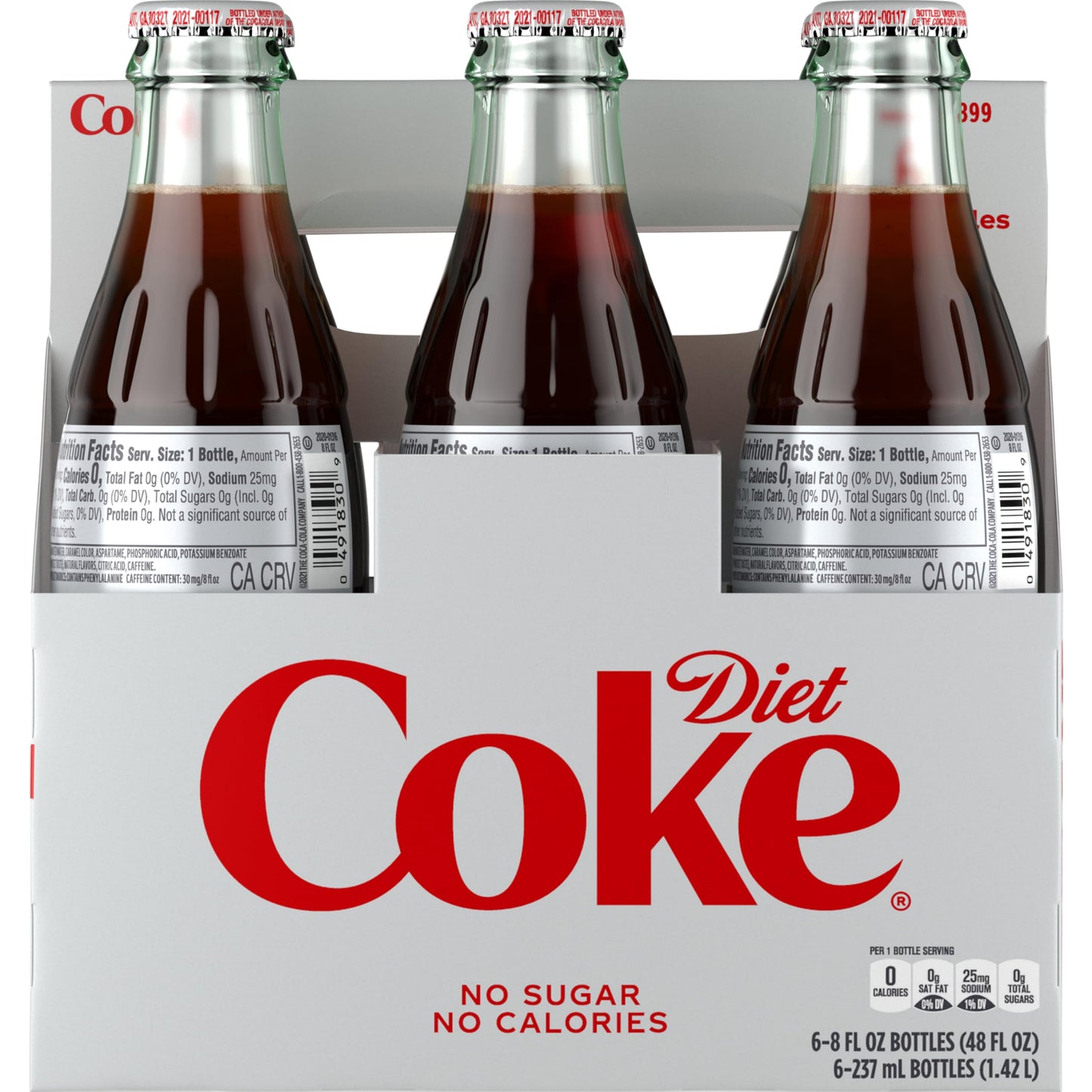 Diet Coke Glass Bottle 8 fl oz 6 Pack (Package May Vary)