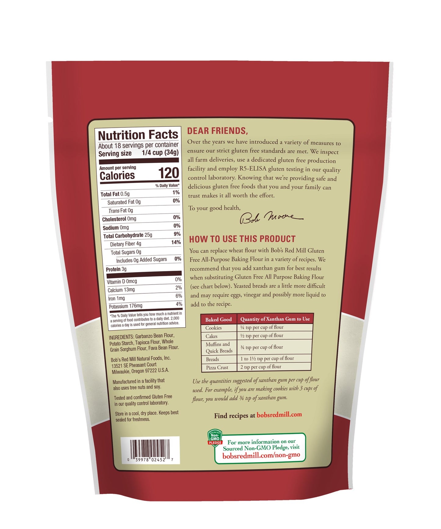 Bob'S Red Mill Resealable Gluten Free All Purpose Baking Flour, 22 Ounce (Pack Of 4)