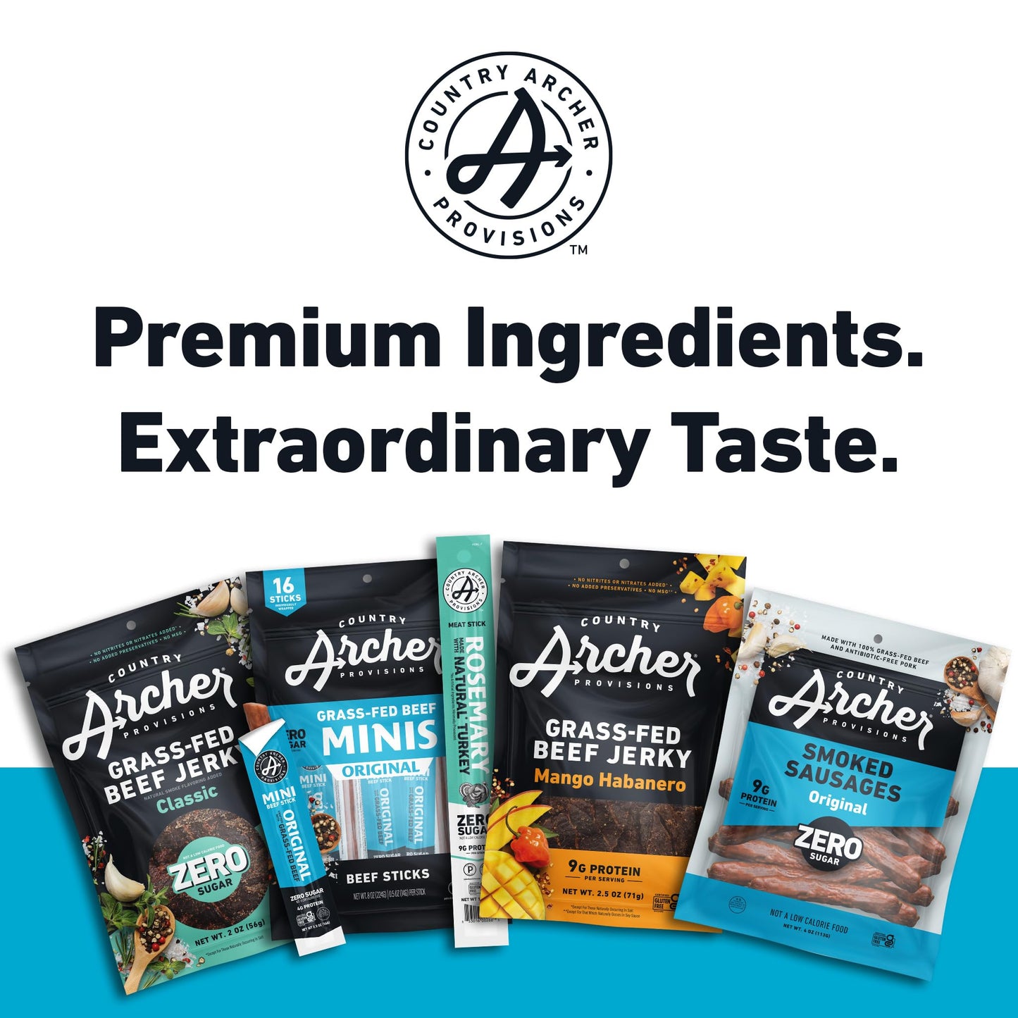 Country Archer Rosemary Turkey Sticks, 100% Natural, Gluten Free, High Protein Snacks, 1 Ounce, Pack of 36