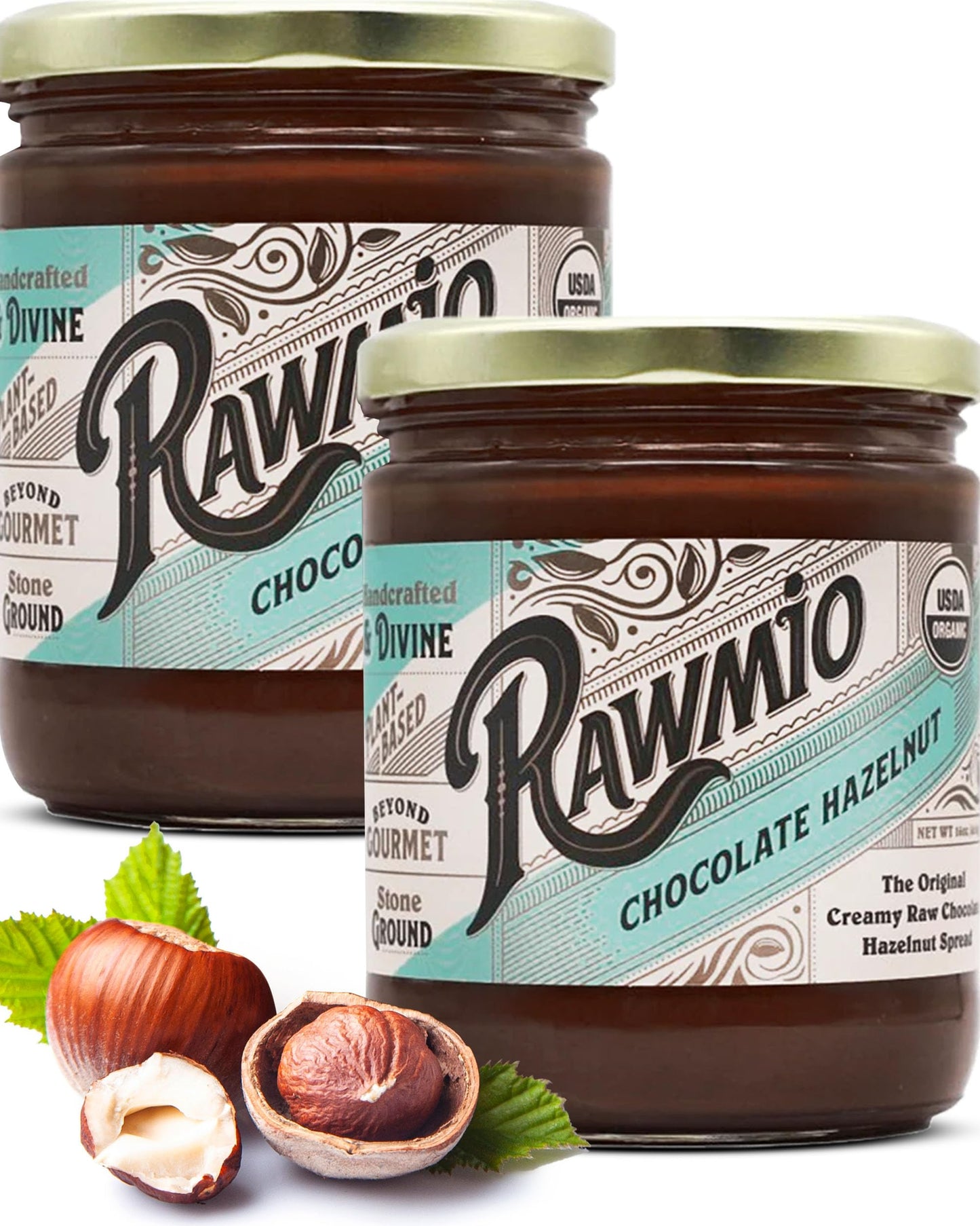 Rawmio Chocolate Hazelnut Spread - Silky Hazelnut Spread - 16 oz, Pack of 2