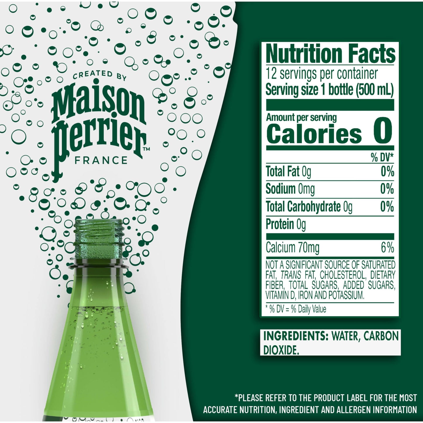 Maison Perrier Sparkling Water, Unflavored, 16.9 FL OZ, Pack of 12, Plastic Bottles