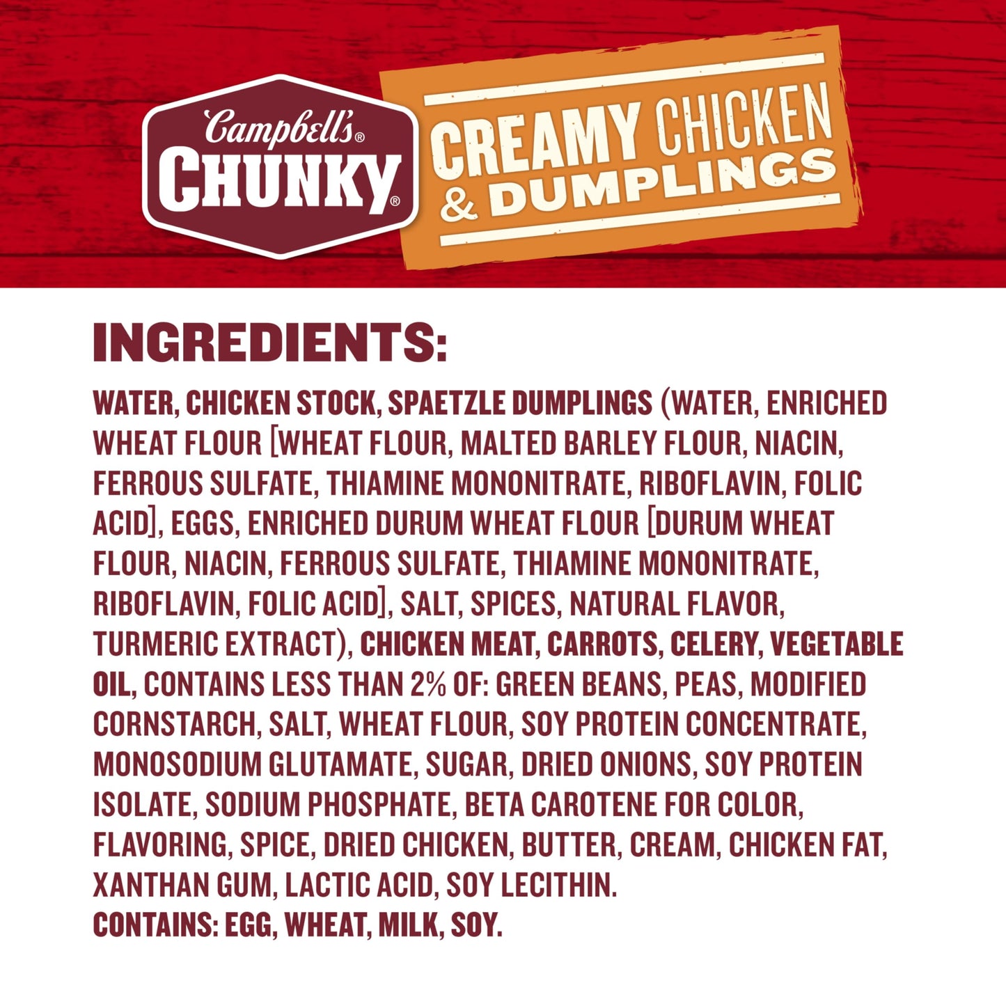 Campbell s Chunky Soup, Creamy Chicken and Dumplings Soup, 18.8 Oz Can (Case of 12)