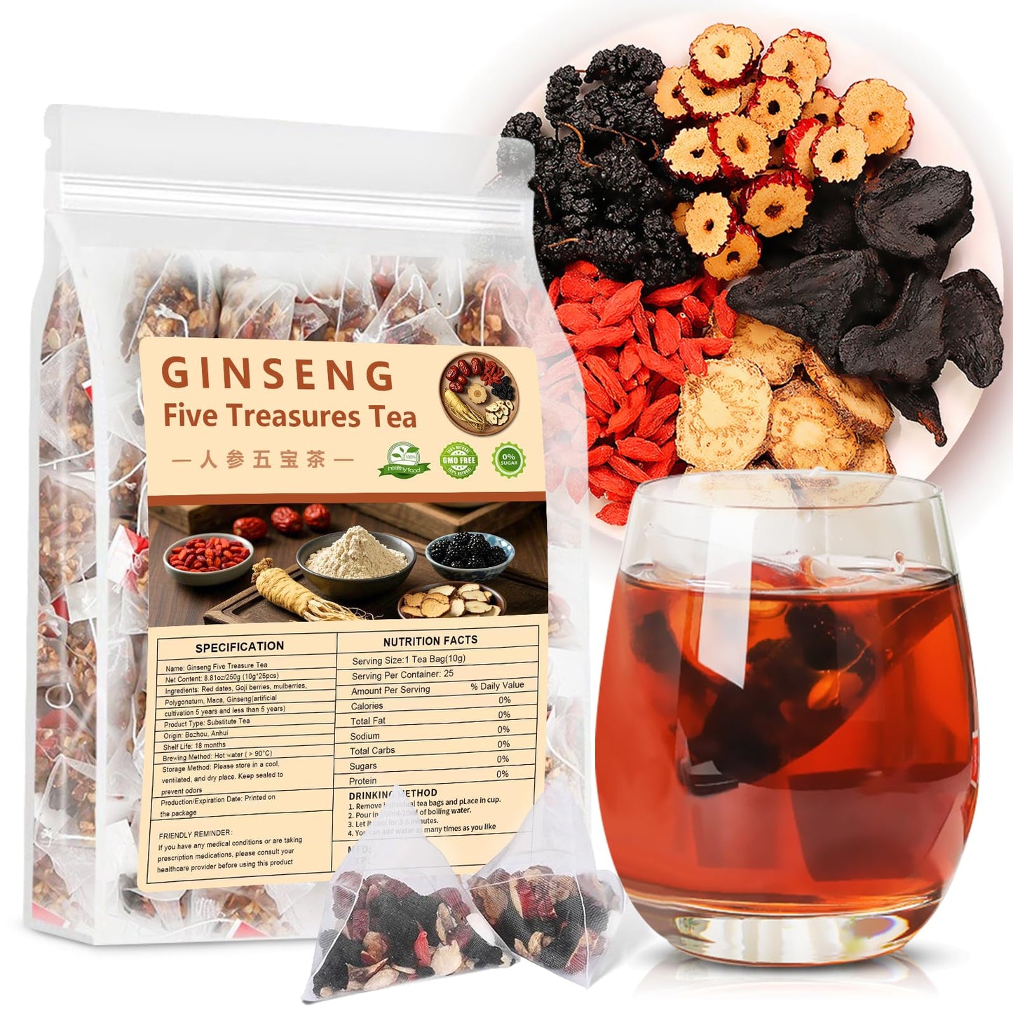 Kidney Tea Formula Flavor Blendseng Six Treasure Tea