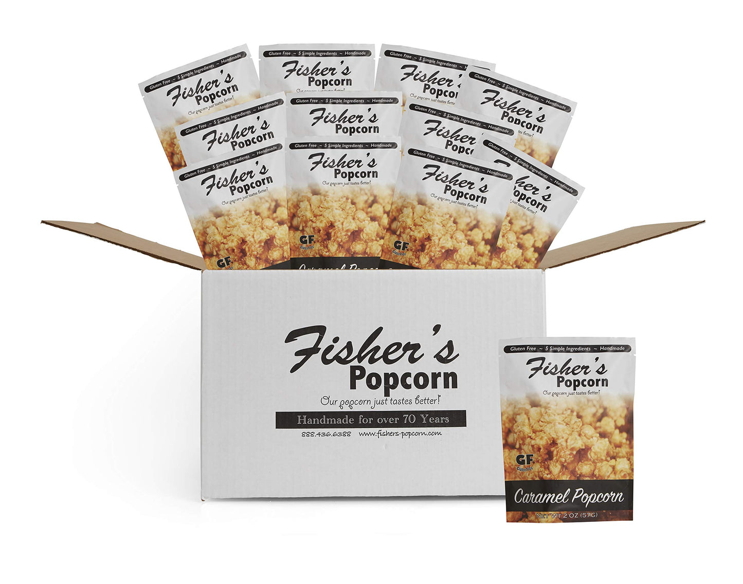 Fishers Popcorn | Caramel Flavor | 2oz Bag | 12-Pack