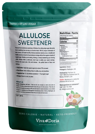 Viva Doria Allulose Sweetener, 3.5 lb (1.59 kg) | Zero Calorie Sugar Substitute | Great for Coffee, Tea, Cooking and Baking | Ke