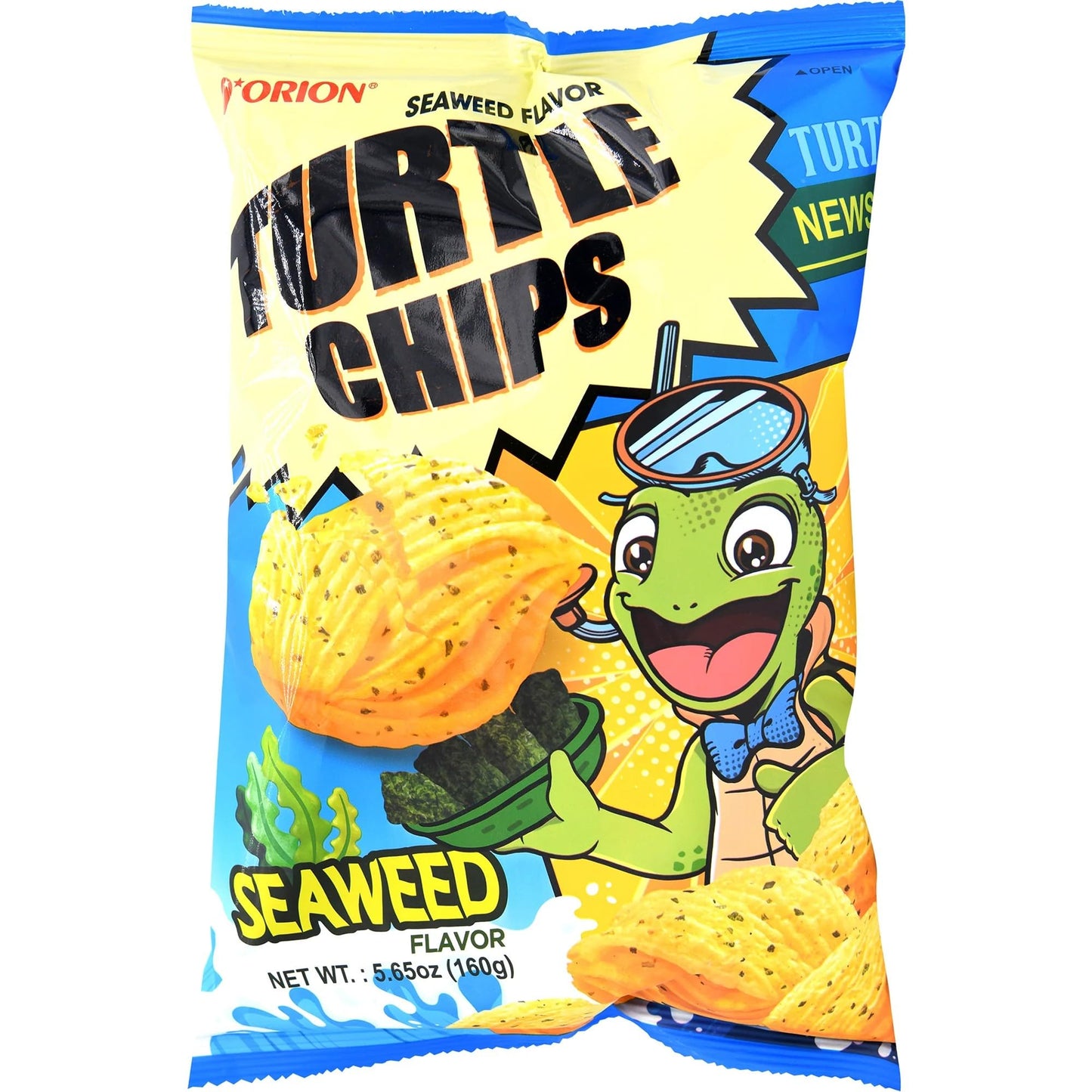 Orion Turtle Chips, Seaweed 4 Layered Crispy Structure, 5.65 oz, Korean Snack Pack Of 6