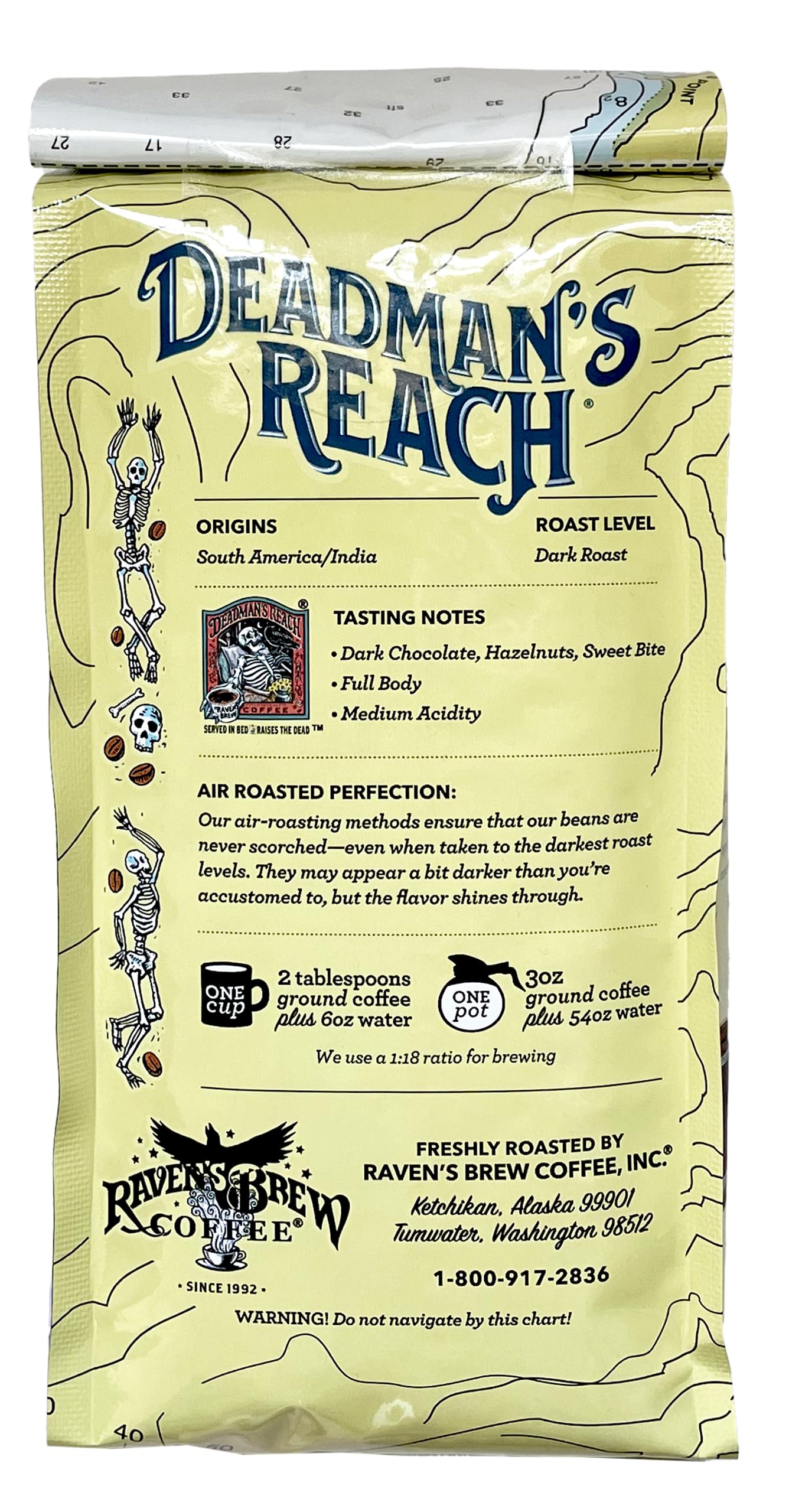 Ravens Brew Coffee Dark Roast Whole Bean High Caffeine 12oz - Deadmans Reach 2-Pack