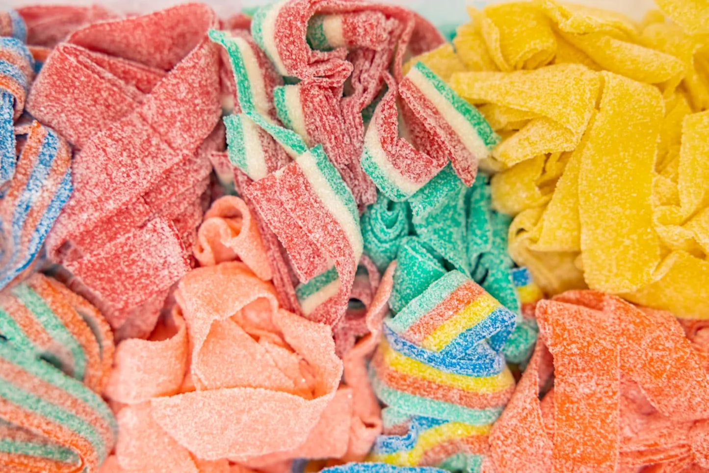 By The Cup Sour Power Raspberry Cherry Sour Belts, 1 Lb Bulk Bag