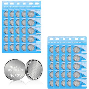 Wanzelonyo Cr2450 Battery Bulk Cr2450 3V Lithium Coin Cell 600Mah 50 Count