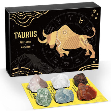 Taurus Crystals Gift Set, Zodiac Signs Healing Crystals Birthstones With Horoscope Box Set Taurus Astrology Crystals Healing Sto
