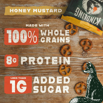 Kindling Protein Pretzels - Honey Mustard | Protein-Packed Snack Size Bags | Kosher | 8-9G Protein Per Serving | Only 1-2G Of To