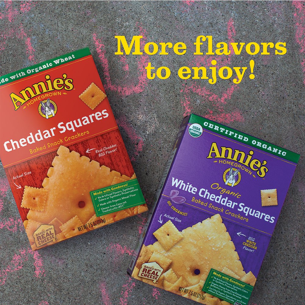 Annies Organic Bbq Cheddar Squares Flavoured Snack Crackers 7.5 Oz
