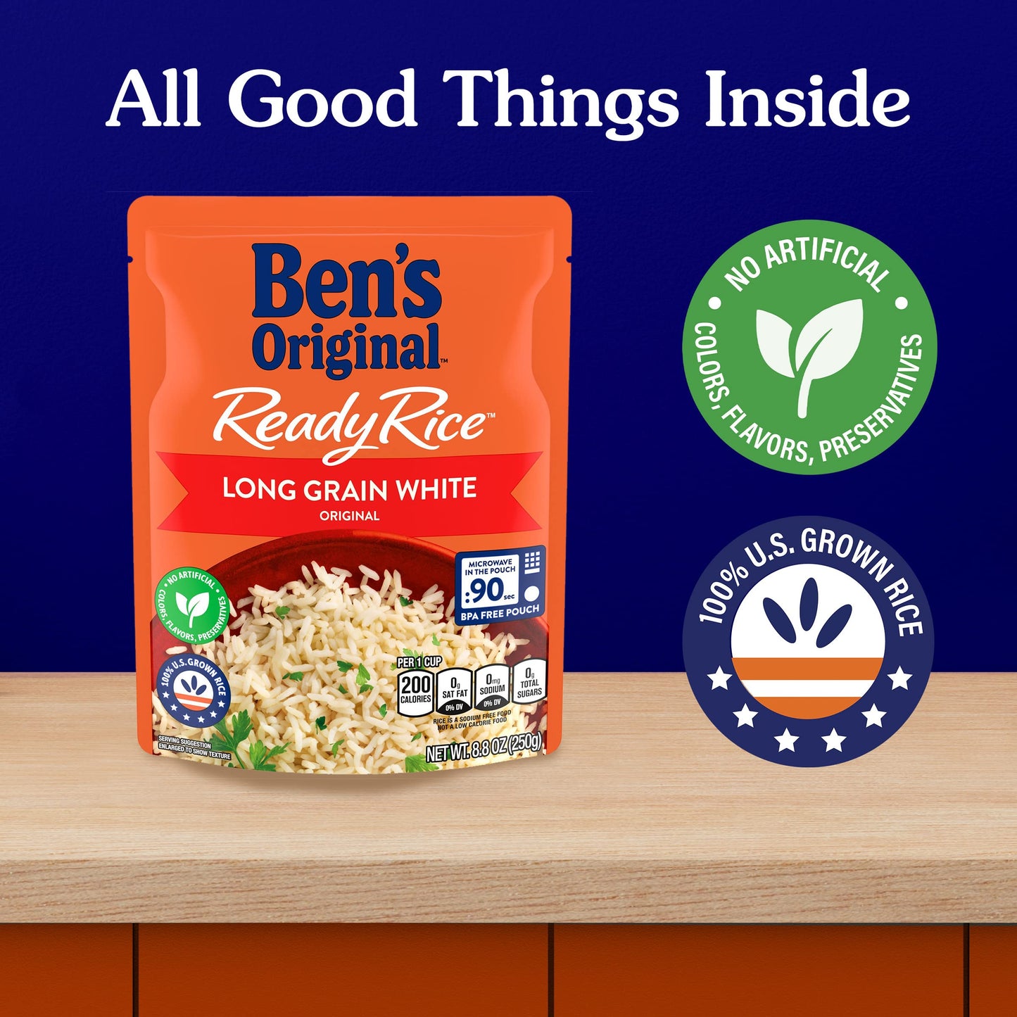 Ben'S Original Ready Rice Original Long Grain White Rice, Easy Dinner Side, 8.8 Oz Pouch (Pack Of 12)