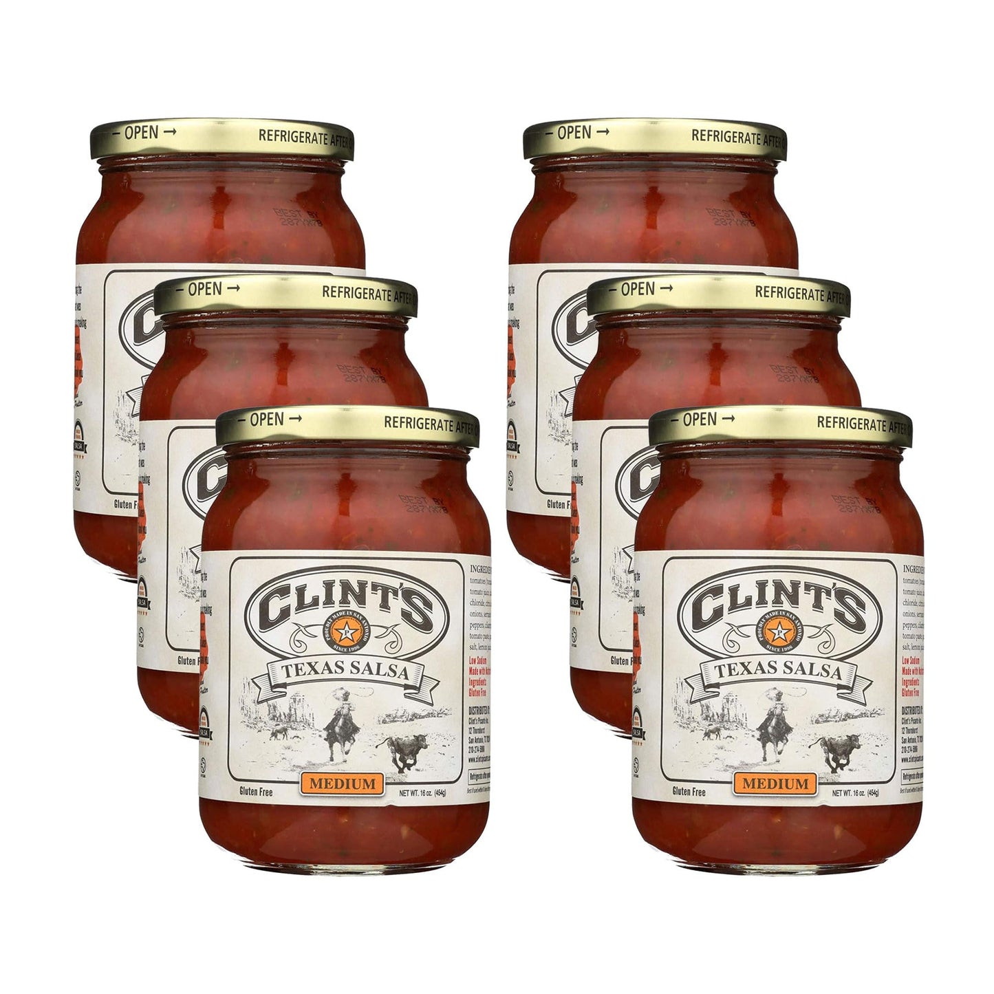 Clints Texas Medium Salsa, 16-ounce Jars (Pack of 6)