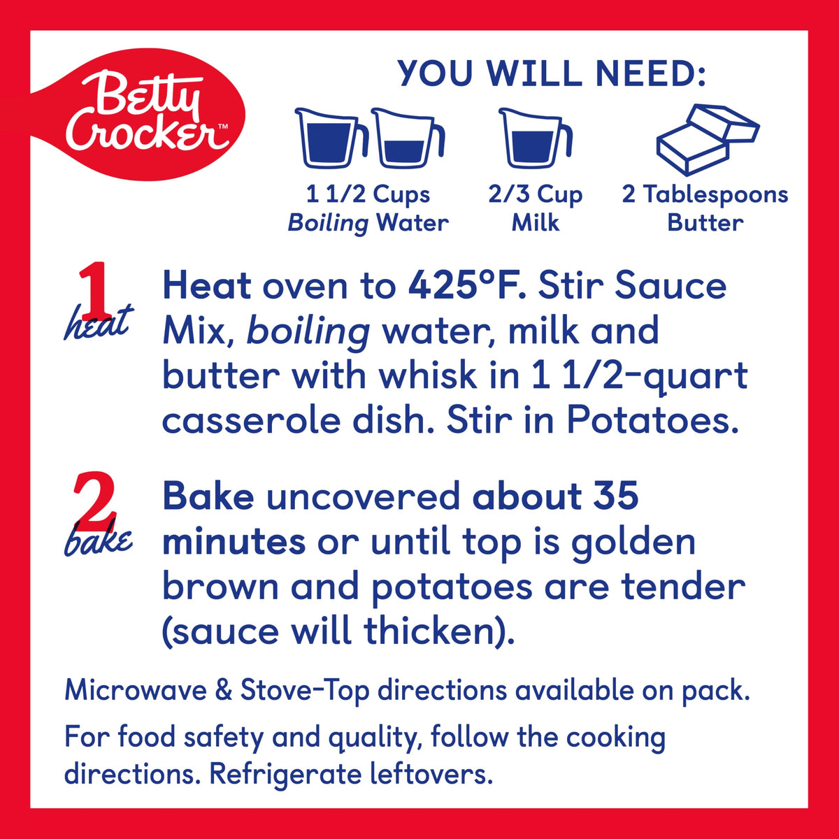 Betty Crocker Au Gratin Casserole Potatoes, Made With Real Cheese, 4 Oz Box