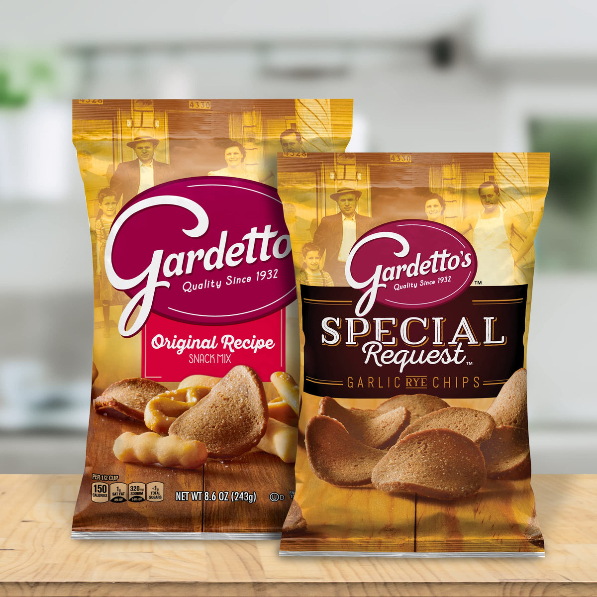 Gardetto'S Snack Mix, Roasted Garlic Rye Chips, 8 Oz (Pack Of 12)