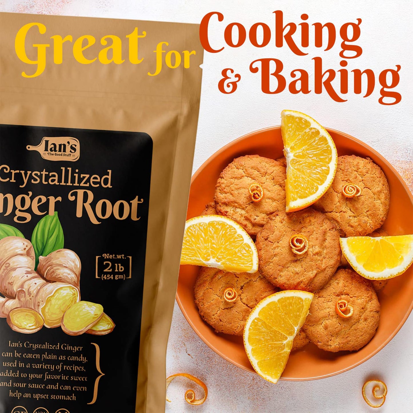 Ian'S Crystalized Ginger Pieces (2Lb) - Candied Ginger Chews For Nausea - Great For Baking & Cooking