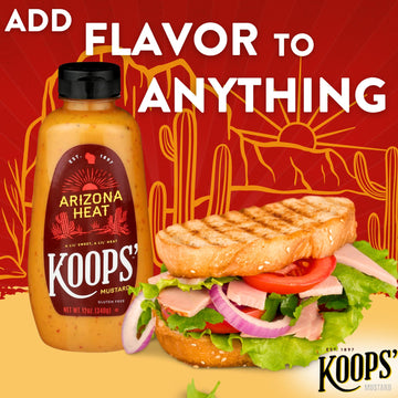 KOOPS Arizona Heat Mustard, Sweet and Spicy, Gluten-Free, Kosher, 12 Oz, Pack of 2