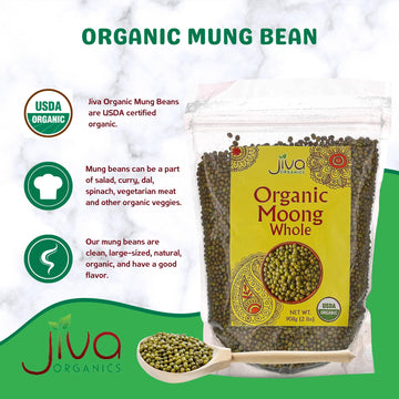 Jiva Organics Organic Mung Beans Whole 4 Lb Large Bag - Green Moong Bean