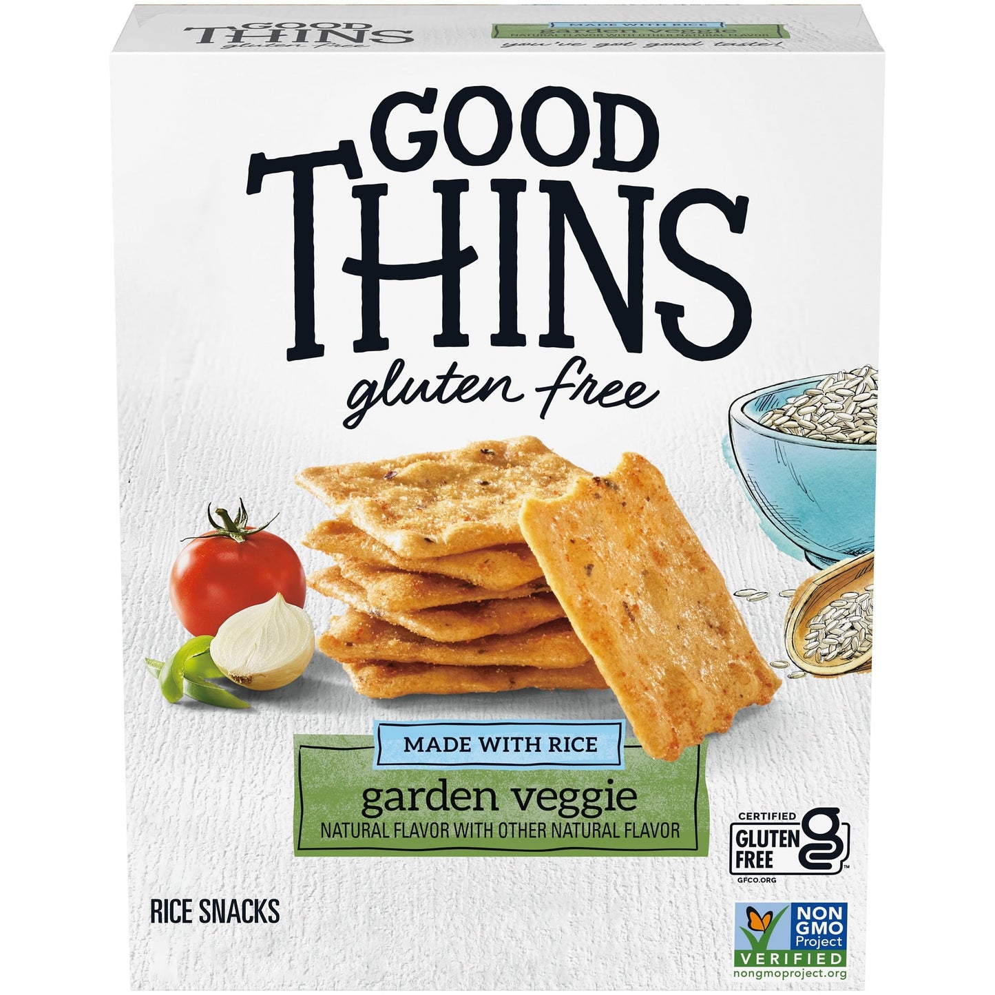 Good Thins Garden Veggie Rice Snacks Gluten Free Crackers, Snack Crackers, 3.5 oz