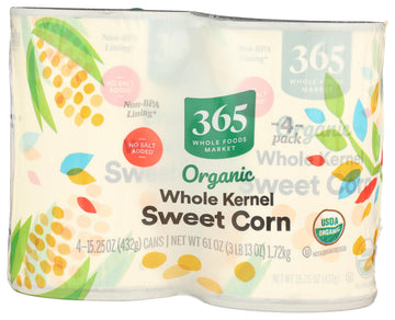 365 by Whole Foods Market Organic Corn No Salt Added 15.25 Ounce 4 Pack