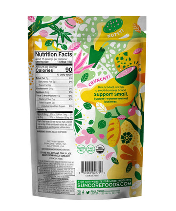 Suncore Foods Organic Hemp Seeds, Gluten-Free, Non-GMO, 8oz (1 Pack)