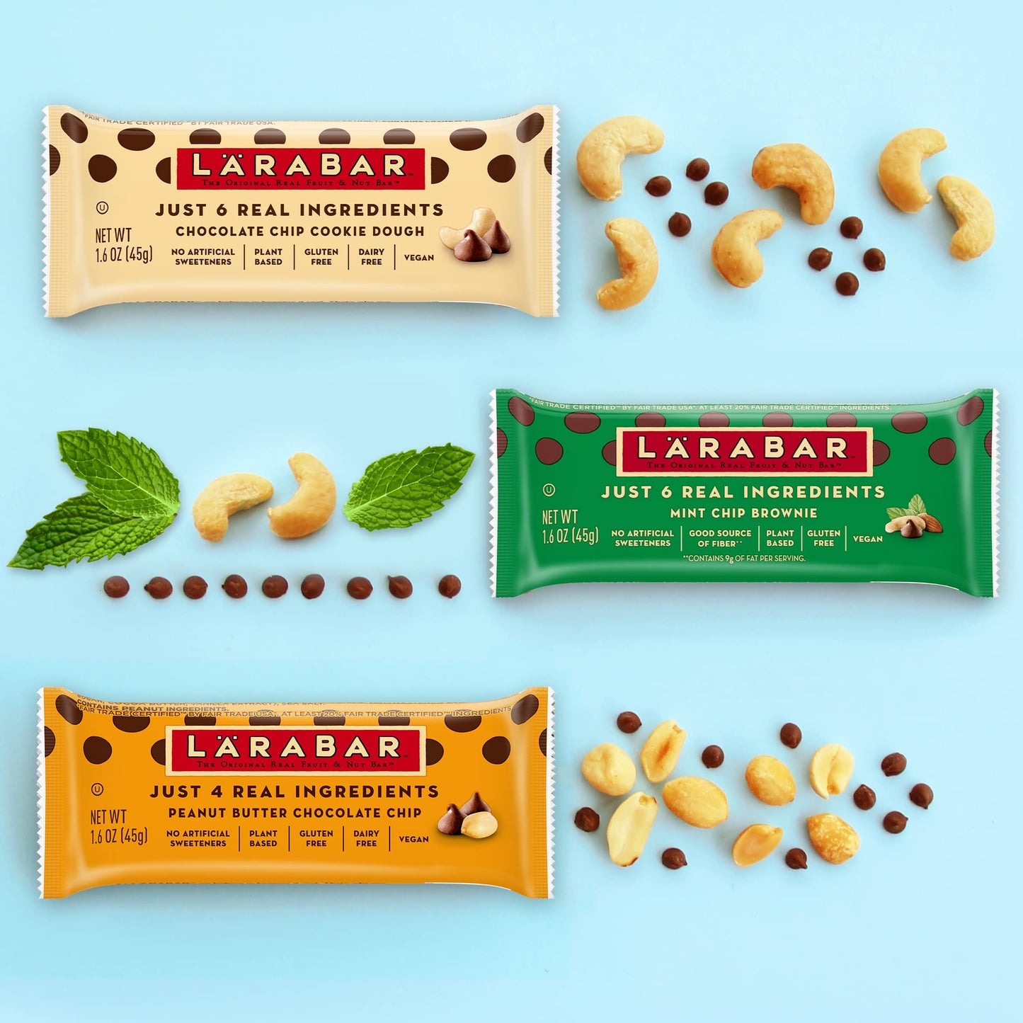 LÄRABAR Gluten Free Chocolate Chip Cookie Dough Bar, 1.6 oz, 16 Count