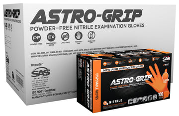 Sas Safety 66575 Nitrile Astro Grip Powder-Free Disposable Glove, Xx-Large (Pack Of 1000), Orange